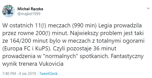 FATALNE statystyki Legii prowadzonej przez Vukovicia